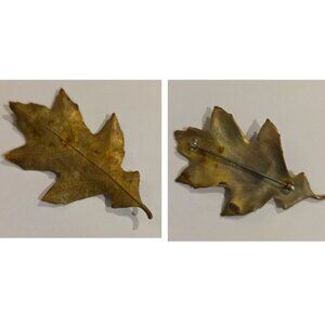 VINTAGE Michael Michaud OAK Leaf Bronze Pin Brooch 3"